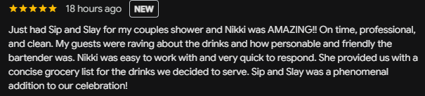 Customer review of Sip & Slay LLC