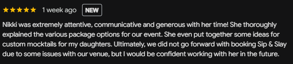 Customer review of Sip & Slay LLC
